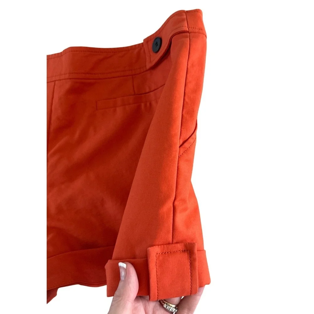 Derek Lam 10 Crosby Orange Cotton Blend Cuffed Shorts Womens‎ Size 10 Chic